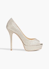 Jimmy Choo - Jennica 125 glittered woven platform pumps - Metallic - EU 39.5