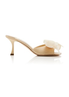 Jimmy Choo - Jodi Bow-Embellished Raffia Mules - Neutral - IT 38.5 - Moda Operandi