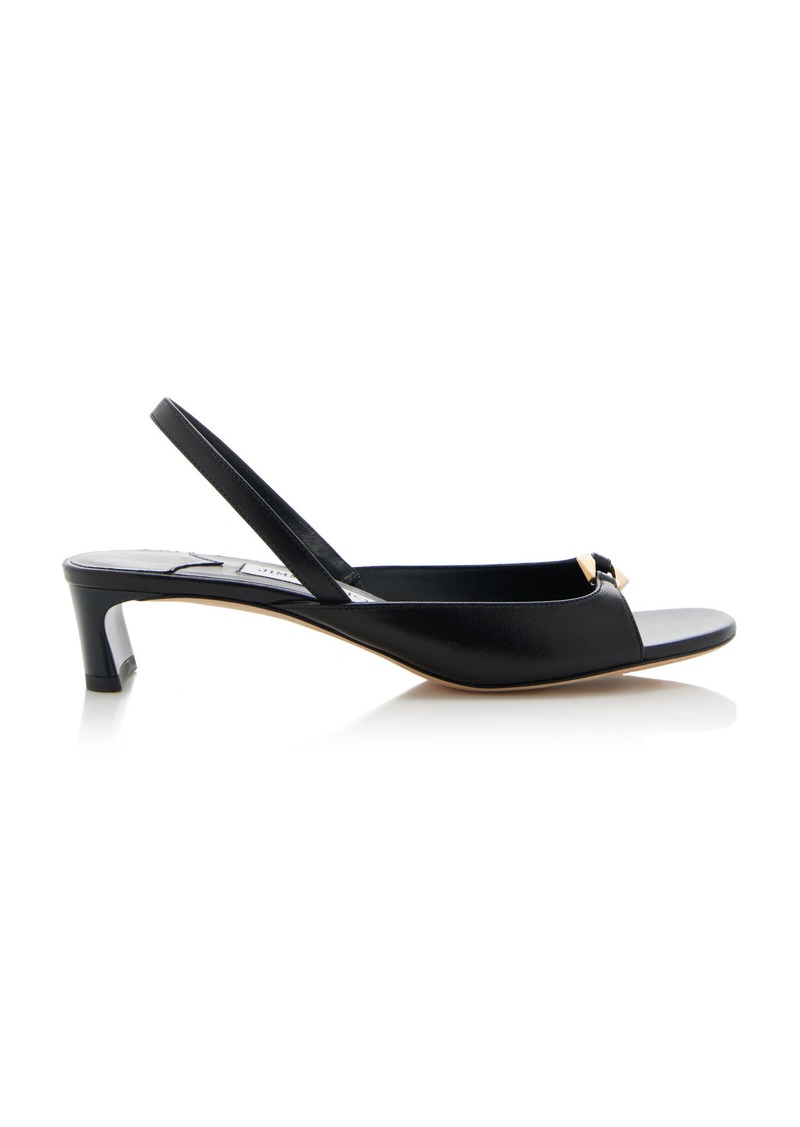 Jimmy Choo - Lev Leather Slingback Sandals - Black - IT 37.5 - Moda Operandi