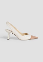 Jimmy Choo - Liya 65 embossed smooth and patent-leather slingback pumps - White - EU 36.5