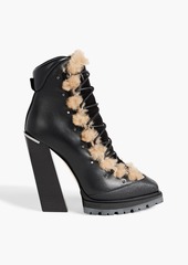 Jimmy Choo - Madyn 130 shearling-trimmed lace-up leather ankle boots - Black - EU 35