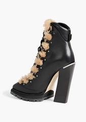 Jimmy Choo - Madyn 130 shearling-trimmed lace-up leather ankle boots - Black - EU 35