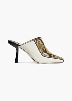 Jimmy Choo - Marcel 85 smooth and snake-effect leather mules - Black - EU 35.5