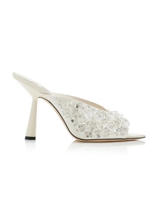 Jimmy Choo - Maryanne Crystal-Satin Mules - White - IT 40 - Moda Operandi