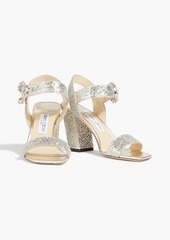 Jimmy Choo - Maysa 85 embellished glittered woven sandals - Metallic - EU 39.5