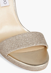 Jimmy Choo - Misty 120 glittered woven sandals - Metallic - EU 38.5