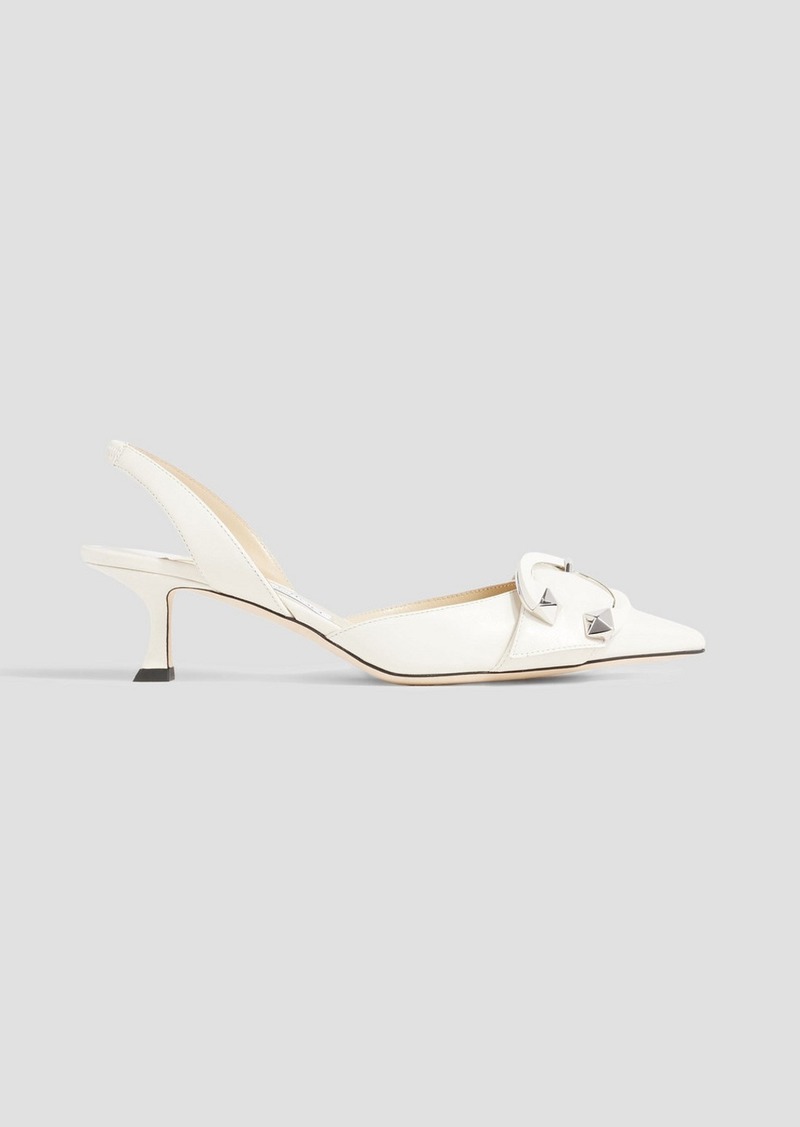 Jimmy Choo - Moni 50 embellished leather slingback mules - White - EU 37