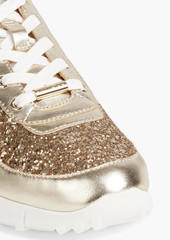 Jimmy Choo - Monza glittered metallic leather sneakers - Metallic - EU 35.5