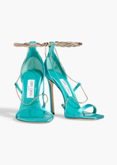 Jimmy Choo - Oriana 110 chain-embellished satin sandals - Blue - EU 36.5