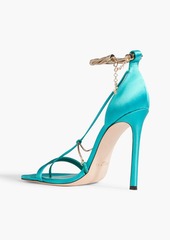 Jimmy Choo - Oriana 110 chain-embellished satin sandals - Blue - EU 36.5