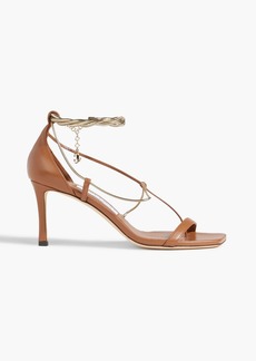 Jimmy Choo - Oriana 70 chain-embellished leather sandals - Brown - EU 36