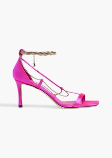 Jimmy Choo - Orianna 75 chain-embellished satin sandals - Pink - EU 36