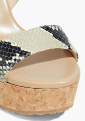 Jimmy Choo - Portia 120 snake-effect leather wedge sandals - Animal print - EU 34.5