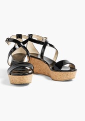 Jimmy Choo - Portia 70 patent-leather wedge sandals - Black - EU 36