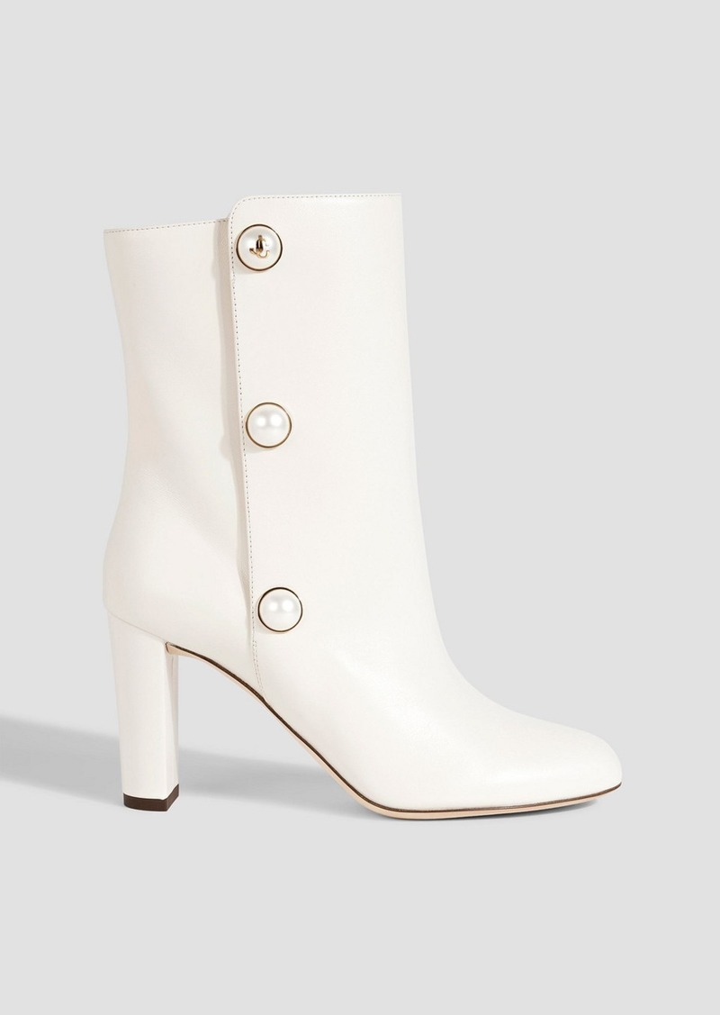 Jimmy Choo - Rina 85 embellished leather ankle boots - White - EU 37