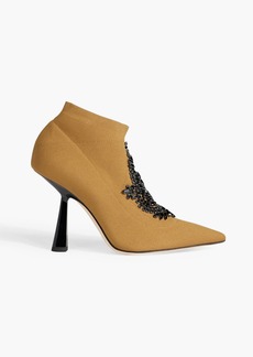 Jimmy Choo - Saber 100 crystal-embellished stretch-knit ankle boots - Yellow - EU 35.5