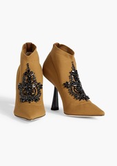 Jimmy Choo - Saber 100 crystal-embellished stretch-knit ankle boots - Yellow - EU 35.5