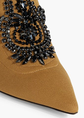 Jimmy Choo - Saber 100 crystal-embellished stretch-knit ankle boots - Yellow - EU 35.5