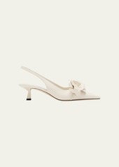 Jimmy Choo Amita Leather Flowers Slingback Pumps