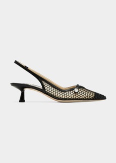 Jimmy Choo Amita Net Slingback Ballerina Pumps