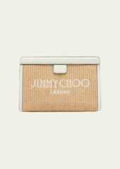 Jimmy Choo Avenue Logo Raffia Clutch Bag