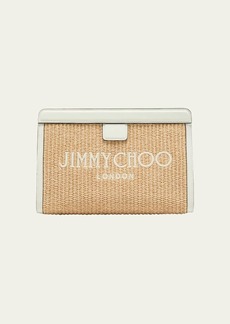 Jimmy Choo Avenue Logo Raffia Clutch Bag