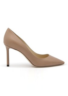 JIMMY CHOO BALLET PINK LEATHER ROMY 85 PUMPS