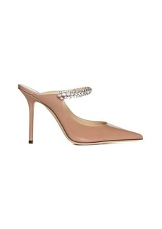 JIMMY CHOO Bing 100 crystal strap detail patent leather mules