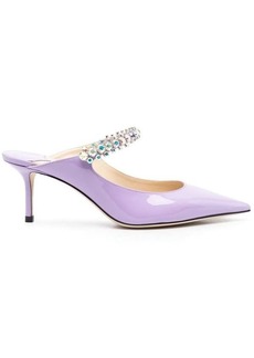 JIMMY CHOO Bing 65 crystal strap patent leather mules