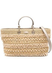 JIMMY CHOO Bon Bon beaded raffia tote bag