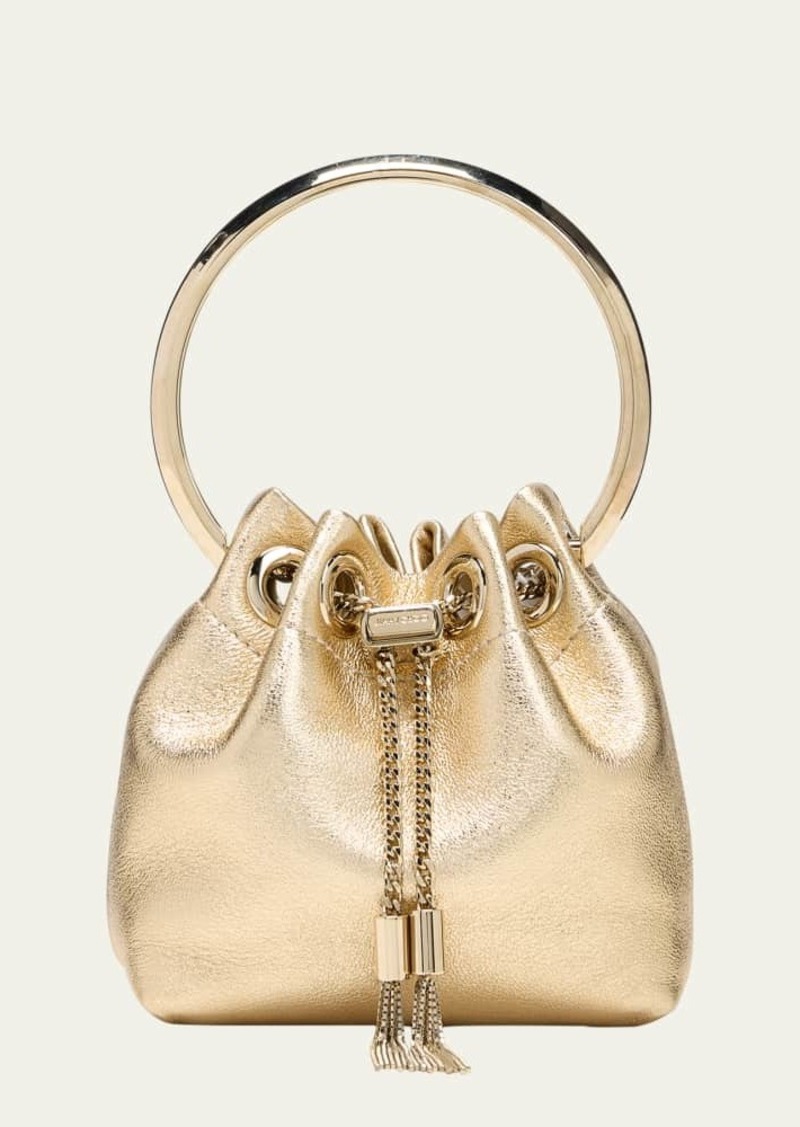 Jimmy Choo Bon Bon Micro Metallic Leather Top-Handle Bag