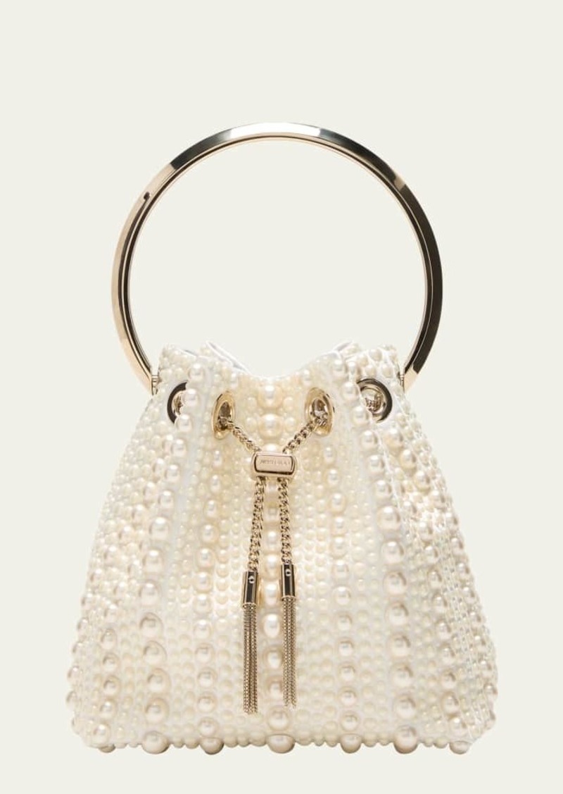 Jimmy Choo Bon Bon Pearly Satin Bucket Bag