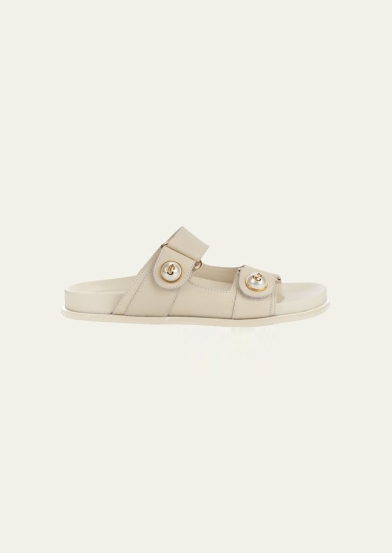 Jimmy Choo Fayence Pearly-Button Slide Sandals