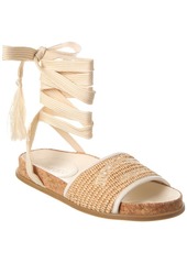 Jimmy Choo Gal Ankle Wrap Raffia Sandal