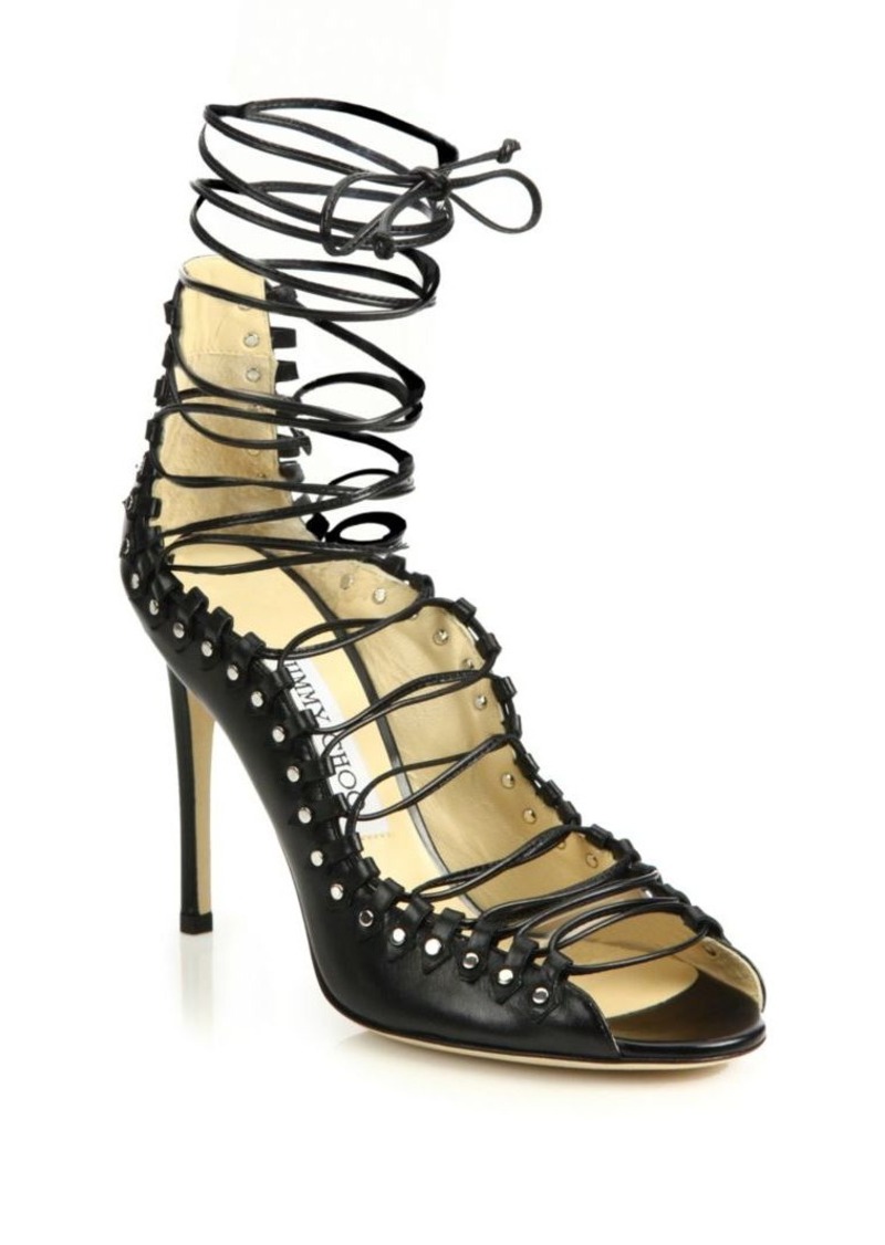 SALE Jimmy Choo Jimmy Choo Koko 100 Leather Lace Up Sandals 