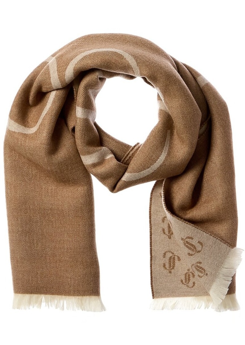 Jimmy Choo Logo All Over Wool Scarf