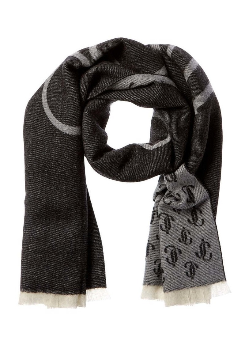 Jimmy Choo Logo All Over Wool Scarf