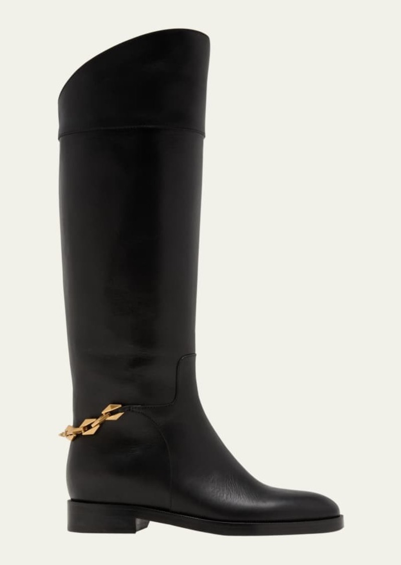 Jimmy Choo Nell Leather Chain Tall Riding Boots