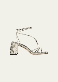 Jimmy Choo Onyxia Strappy Embossed Ankle-Strap Sandals