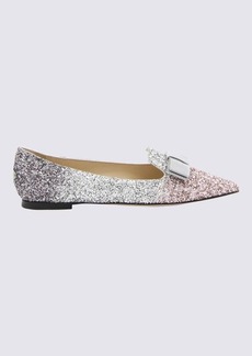 JIMMY CHOO PINK SILVER AND ANTHRACITE GALA FLATS