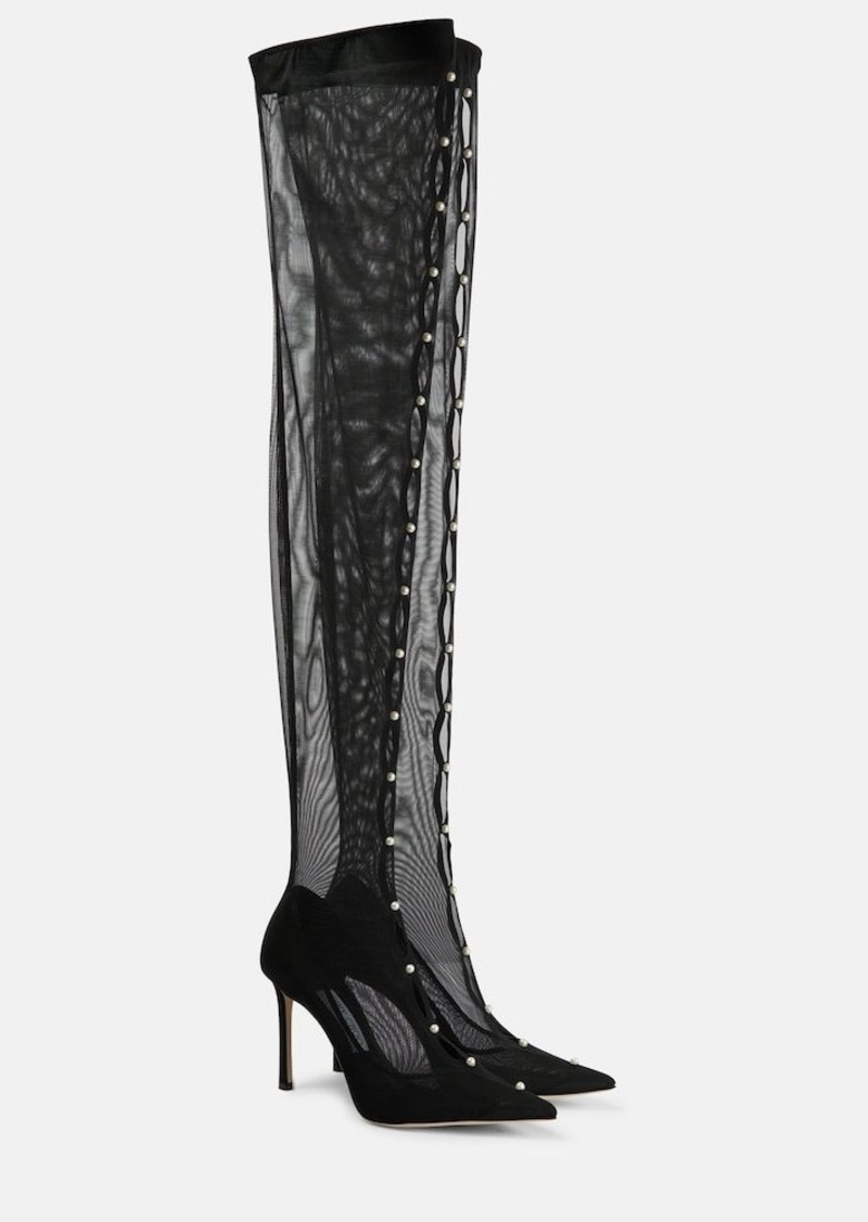 Jimmy Choo Psyche 95 mesh over-the-knee boots