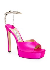 Jimmy Choo Saeda Crystal Ankle Strap Peep Toe Sandal