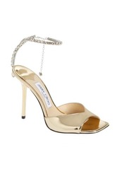 Jimmy Choo Saeda Crystal Ankle Strap Peep Toe Sandal