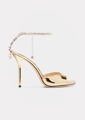 Jimmy Choo Saeda Metallic Crystal Ankle-Strap Sandals