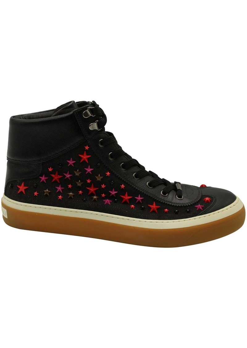 Jimmy Choo Star Stud High Top Sneakers in Black Leather