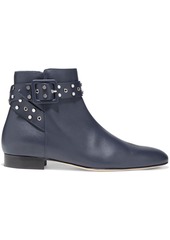 Jimmy Choo Woman Hallie Buckle-embellished Leather Ankle Boots Navy