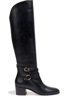 Jimmy Choo Woman Huxlie 45 Buckled Leather Knee Boots Black