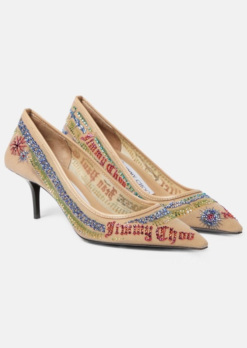 Jimmy Choo x Jean Paul Gaultier embellished mesh pumps