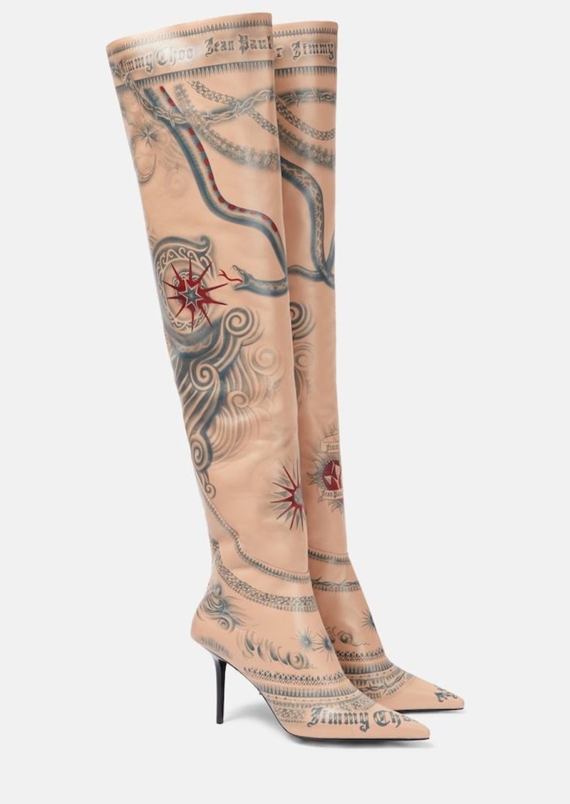 Jimmy Choo x Jean Paul Gaultier Tattoo leather over-the-knee boots