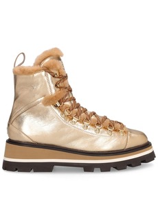 Jimmy Choo Metallic Leather & Fur Hiking Boots